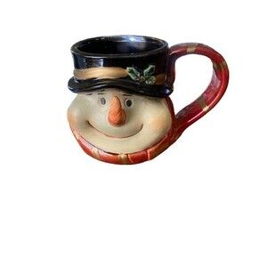 Rare Vintage Snowman Mug Collectible Heavyweight Marked Made in Japan